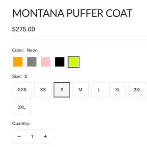 Milano Montana Puffer Jacket Neon Small
